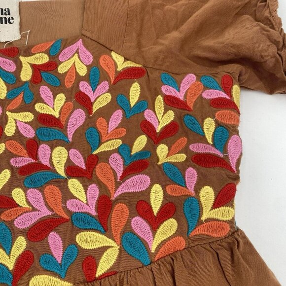 Savanna Jane Size Small Tunic Mini Dress Brown Pink Red Blue Yellow Embroidered - Picture 5 of 11